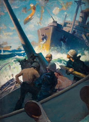 WILLIAM JAMES AYLWARD. Anti-aircraft gunners in Pacific Battle.